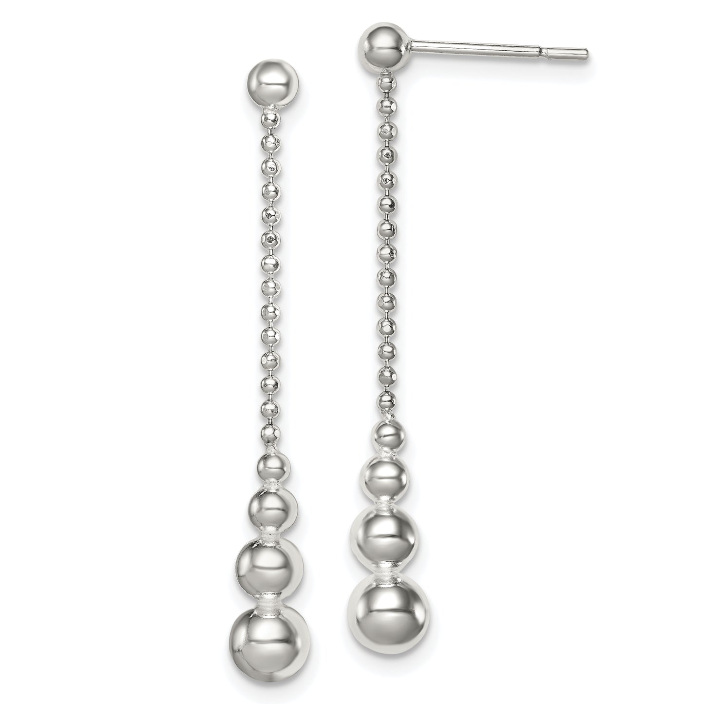 Sterling Silver Polished Teardrop & Bead Post Dangle Earrings