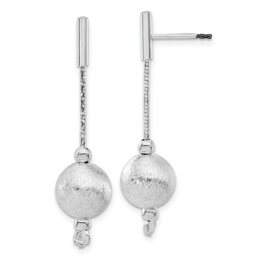 Sterling Silver Polished & Textured Ball Post Dangle Earrings