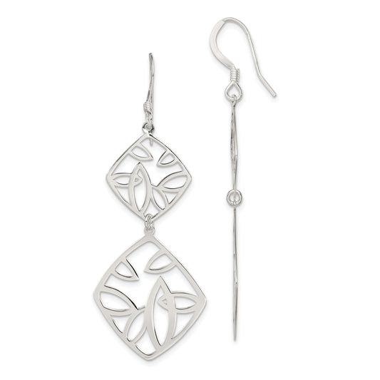 Sterling Silver Polished Fancy Geometric Dangle Earrings