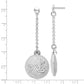 Sterling Silver Rhodium Plated D/C Circle Discs Post Dangle Earrings