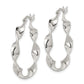 Sterling Silver Twisted 4X30mm Hoop Earrings