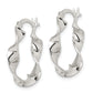 Sterling Silver Twisted 4X22mm Hoop Earrings