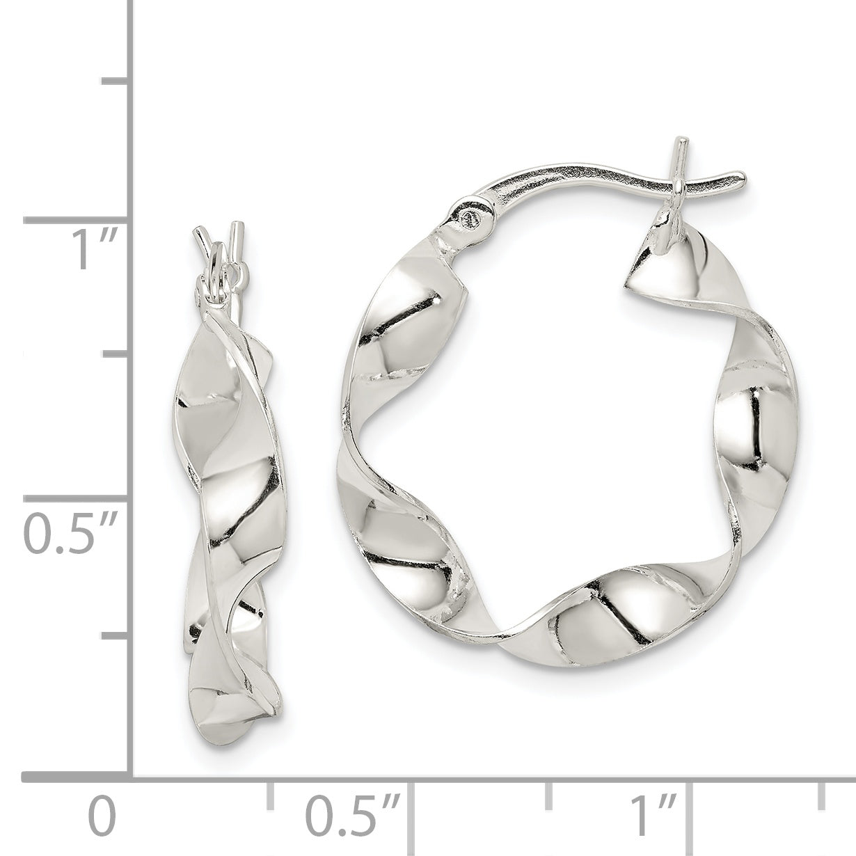 Sterling Silver Twisted 4X22mm Hoop Earrings