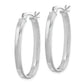 Sterling Silver Rhodium-Plated Beveled Edge 4mm Oval Hoop Earrings