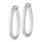 Sterling Silver Rhod-Plated Square Tube 4mm Teardrop Hoop Earrings