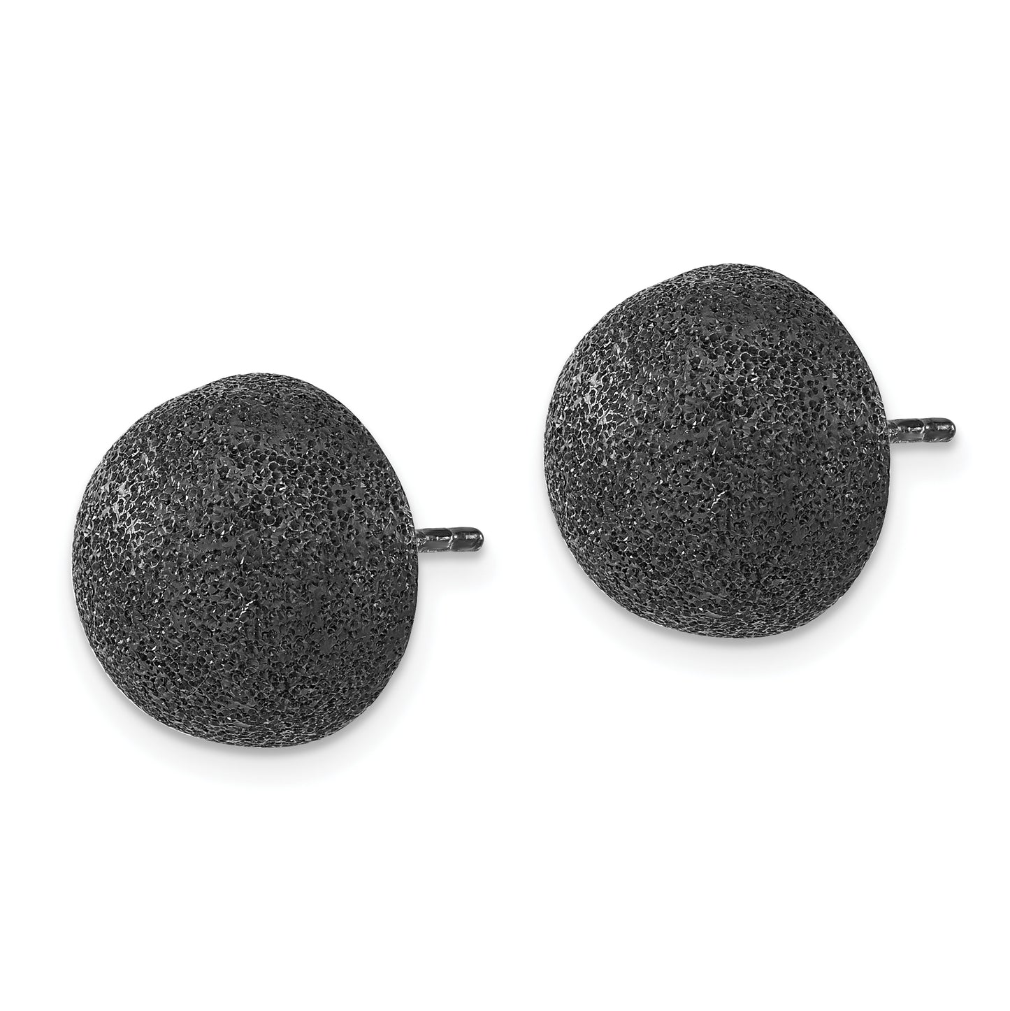 Sterling Silver & Black Ruthenium Textured Finish Ball Post Earrings