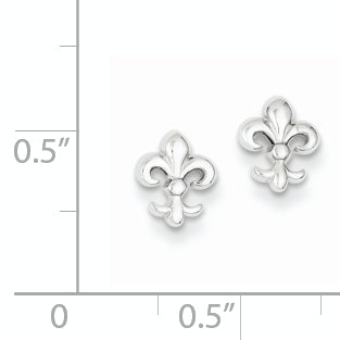 Sterling Silver Rhodium-Plated Polished Fleur De Lis Post Earrings