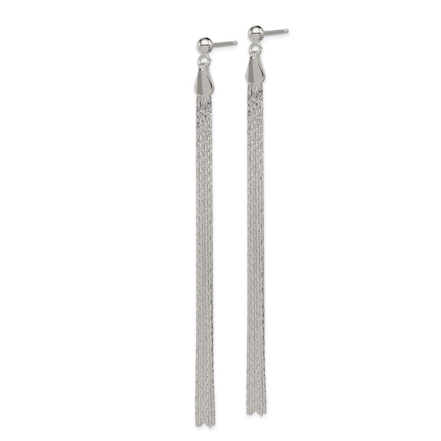 Sterling Silver Polished Fancy Long Linear Post Dangle Earrings