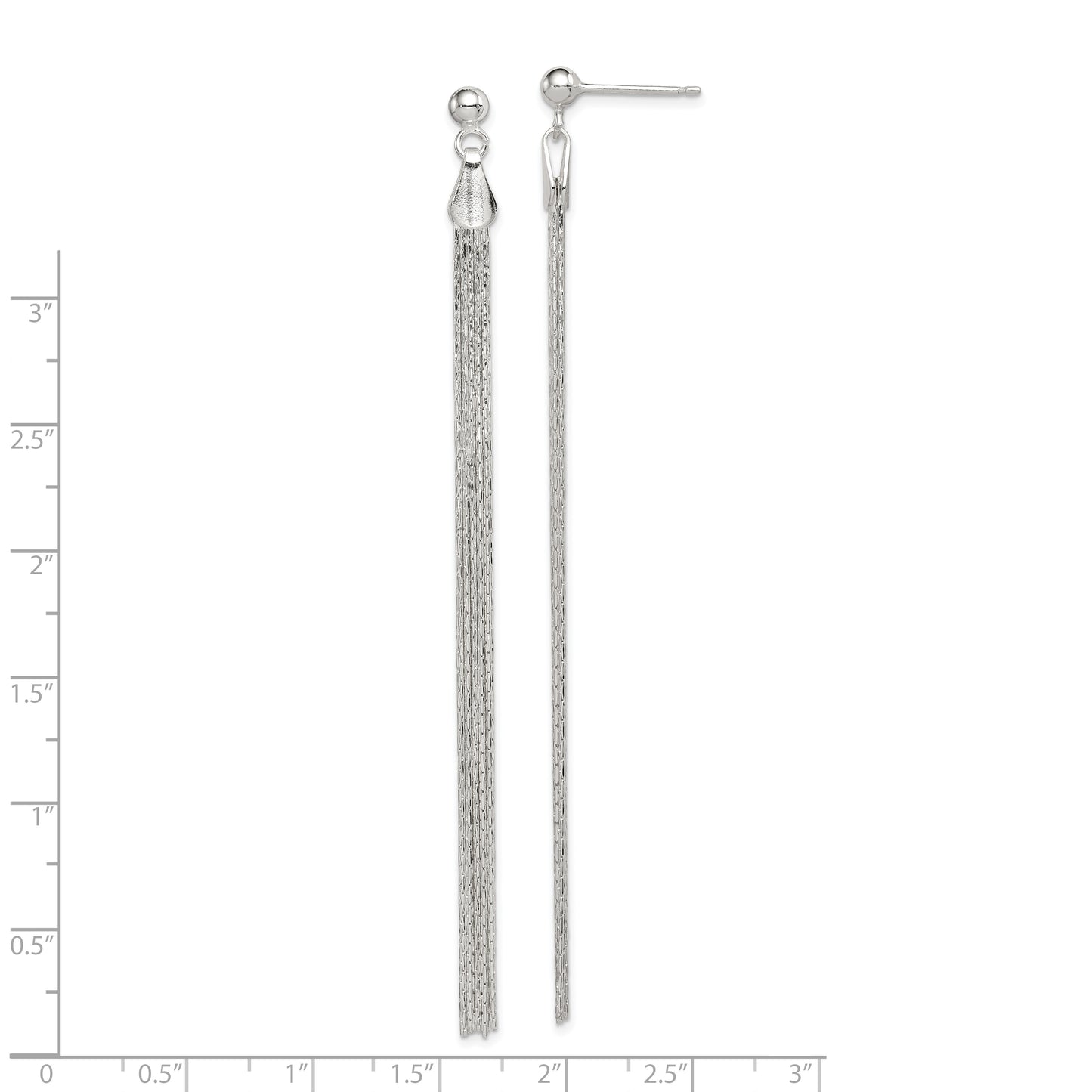 Sterling Silver Polished Fancy Long Linear Post Dangle Earrings