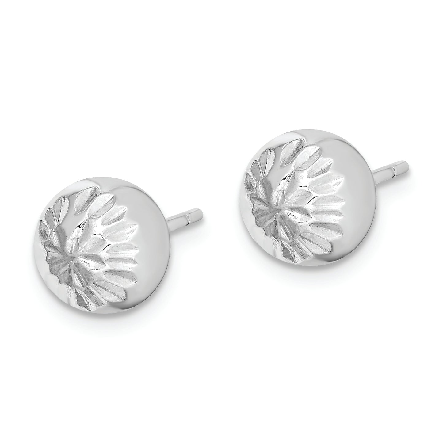 Sterling Silver Rhod-Plated Diamond Cut 8mm Ball Post Earrings