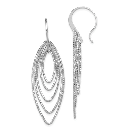 Sterling Silver Rhodium-Plated D/C Multi Marquise Shape Dangle Earrings