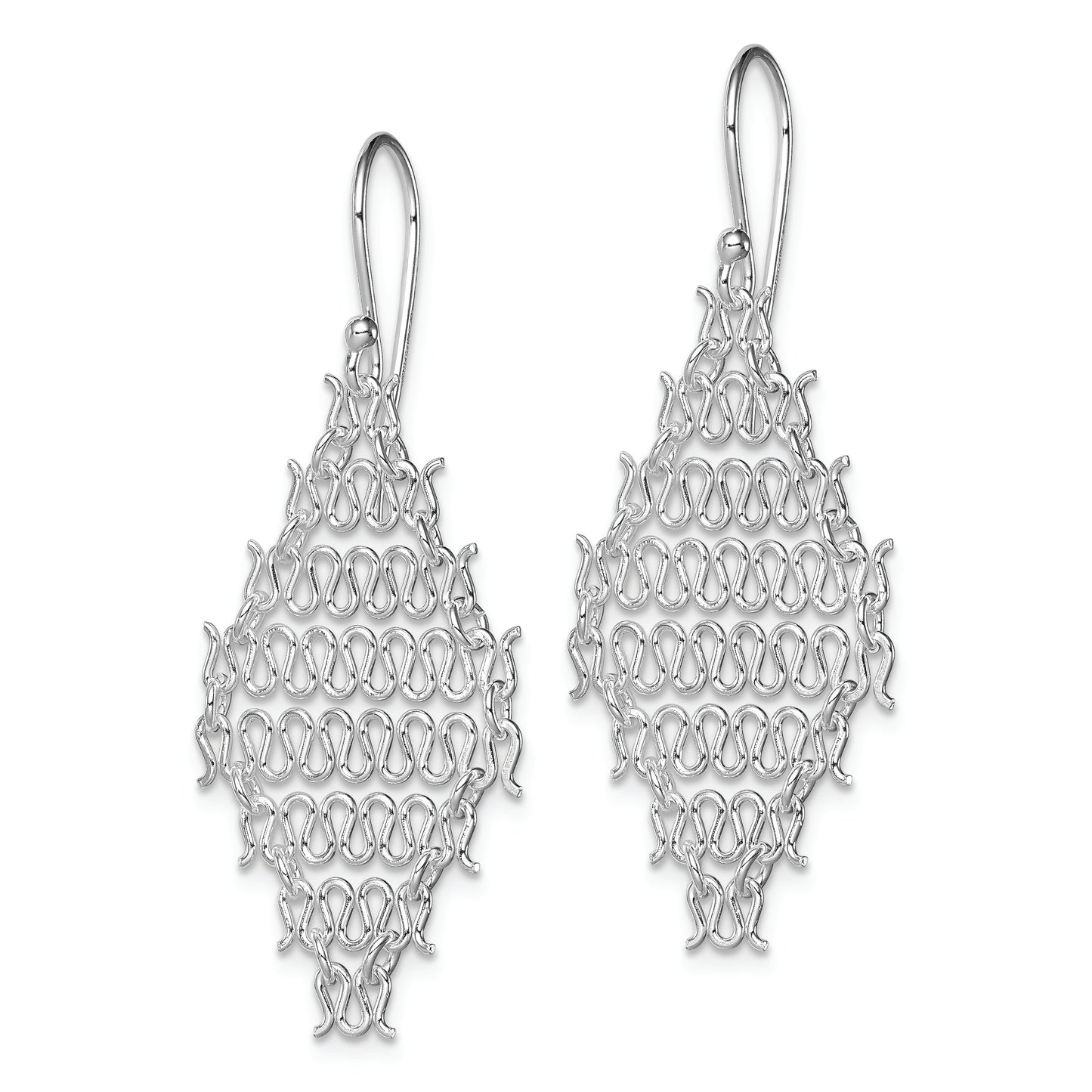 Sterling Silver Rhodium-Plated Polished Chain Link Dangle Earrings