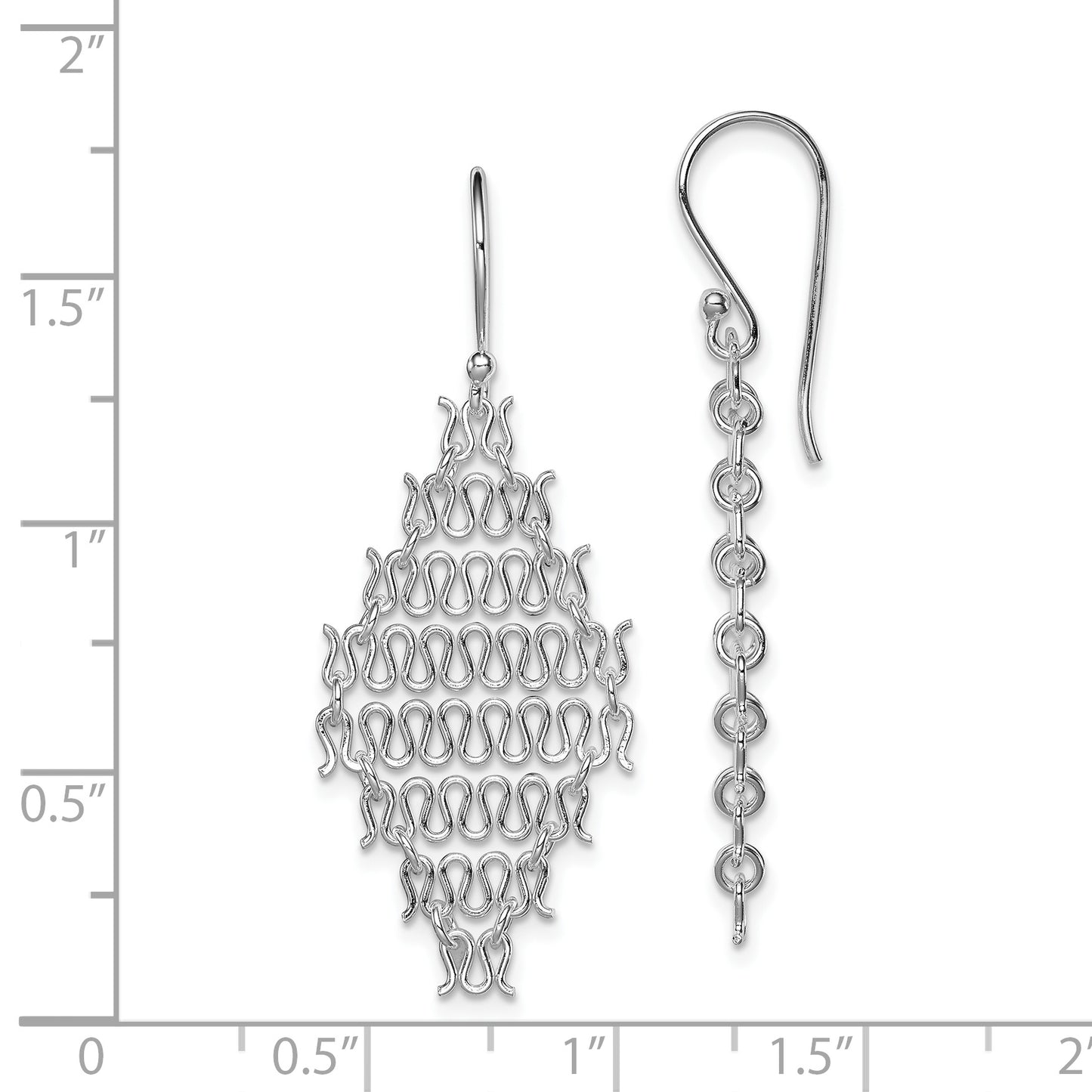 Sterling Silver Rhodium-Plated Polished Chain Link Dangle Earrings