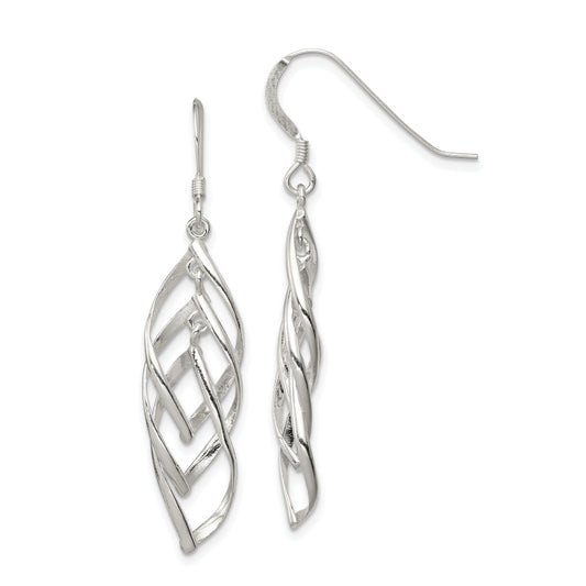 Sterling Silver Polished Fancy Twisted & Intertwined Dangle Earrings