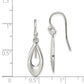 Sterling Silver Polished Teardrop Dangle Shepherd Hook Earrings