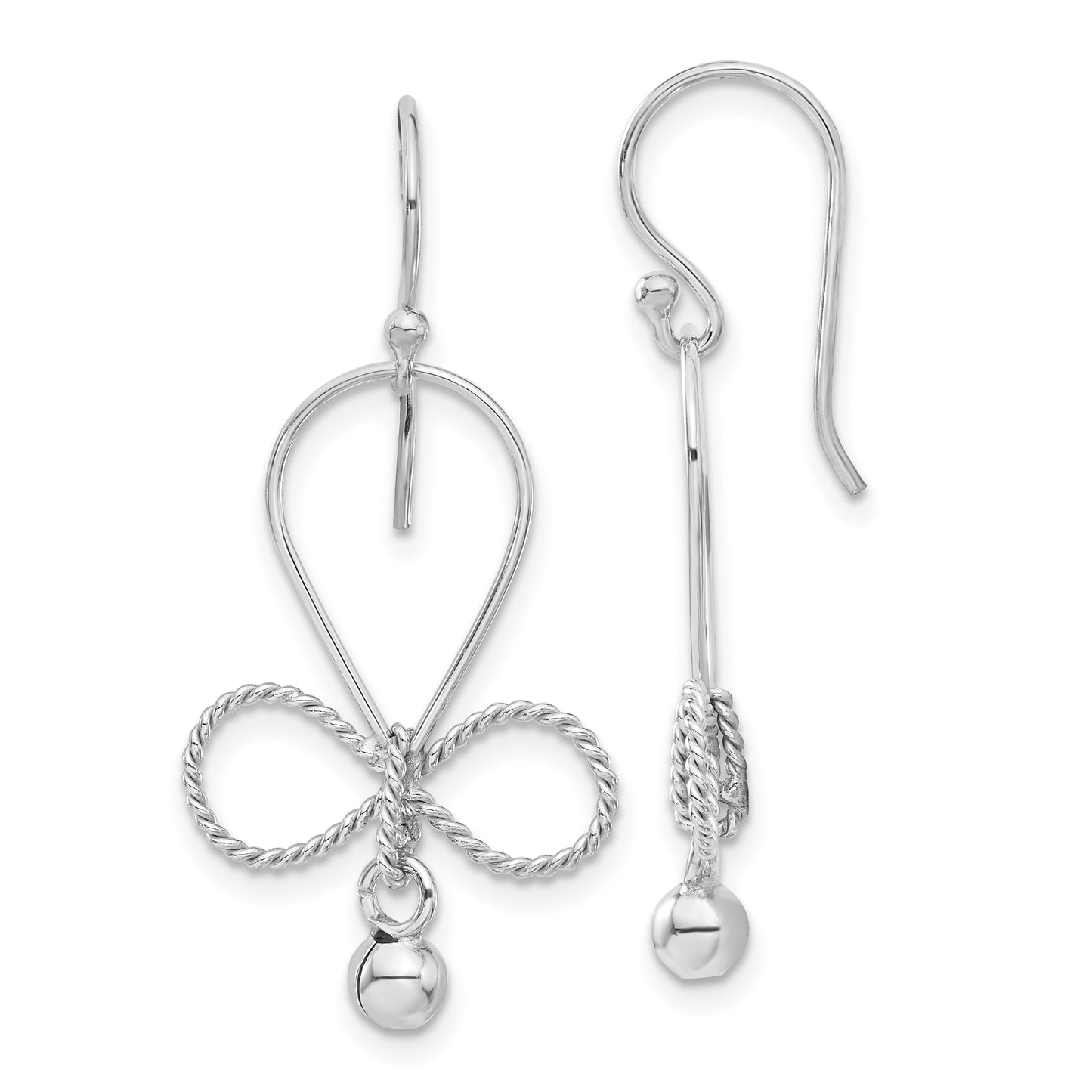 Sterling Silver Rhodium Plated Fancy Dangle Earrings