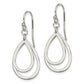 Sterling Silver Polished Double Teardrop Dangle Shepherd Hook Earrings