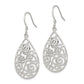 Sterling Silver Polished Fancy Filigree Teardrop Dangle Earrings