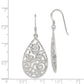 Sterling Silver Polished Fancy Filigree Teardrop Dangle Earrings