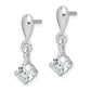 Sterling Silver Rhodium-Plated Polished Cz Post Dangle Earrings