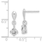 Sterling Silver Rhodium-Plated Polished Cz Post Dangle Earrings