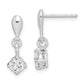 Sterling Silver Rhodium-Plated Polished Cz Post Dangle Earrings