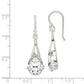 Sterling Silver Polished Cz Teardrop Dangle Earrings