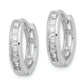 Sterling Silver Rhodium-Plated Cz Baguette Hinged Hoop Earrings