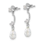 Sterling Silver Rhodium-Plated Cz Post Dangle Earrings