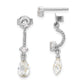 Sterling Silver Rhodium-Plated Cz Post Dangle Earrings