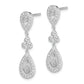 Sterling Silver Rhodium-Plated Cz Pav Pear Dangle Post Earrings