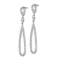 Sterling Silver Rhodium-Plated Polished Cz Teardrop Post Dangle Earrings