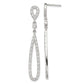 Sterling Silver Rhodium-Plated Polished Cz Teardrop Post Dangle Earrings