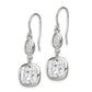 Sterling Silver Rhodium-Plated Polished Oval & Square Cz Dangle Earrings