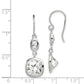 Sterling Silver Rhodium-Plated Polished Oval & Square Cz Dangle Earrings