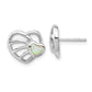 Sterling Silver Synthetic Opal Heart Post Earrings