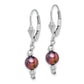 Sterling Silver Rhodium-Plated Polished 6-7mm Black Freshwater Cultured Pearl Leverback Dangle Earrings