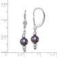 Sterling Silver Rhodium-Plated Polished 6-7mm Black Freshwater Cultured Pearl Leverback Dangle Earrings