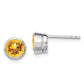 Sterling Silver Rhodium-Plated Citrine Circle Stud Earrings