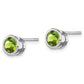 Sterling Silver Rhodium-Plated Peridot Circle Stud Earrings