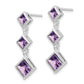 Sterling Silver Rhodium-Plated Polished Amethyst Post Dangle Earrings