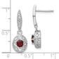 Sterling Silver Rhodium-Plated Garnet And Diamond Dangle Earrings