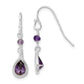 Sterling Silver Rhodium-Plated Polish Purple Cz Teardrop Dangle Earrings