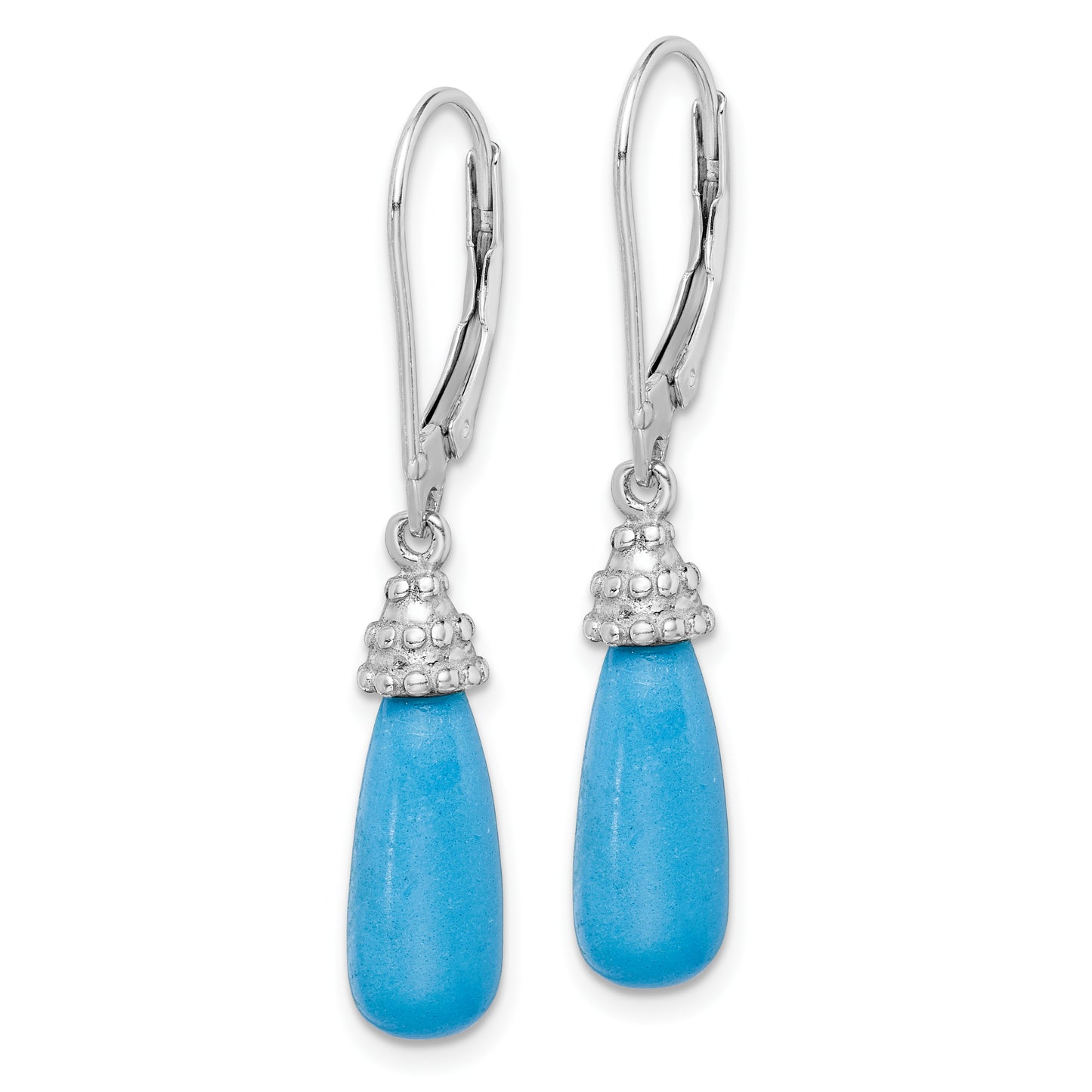 Sterling Silver Rhodium-Plated Turquoise Stone Dangle Earrings