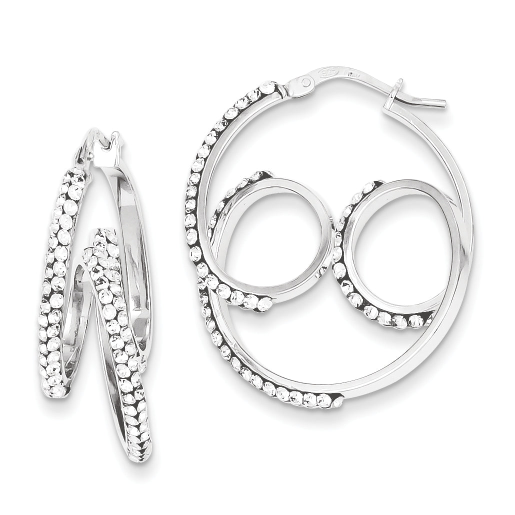 Sterling Silver Stellux Crystal Twisted Hoop Earrings