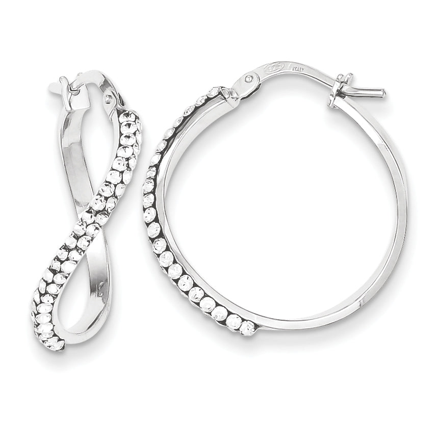 Sterling Silver Stellux Crystal Twisted Hoop Earrings