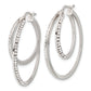 Sterling Silver Stellux Crystal Double Round Hoop Earrings