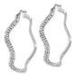 Sterling Silver Stellux Crystal Wavy Round Hoop Earrings