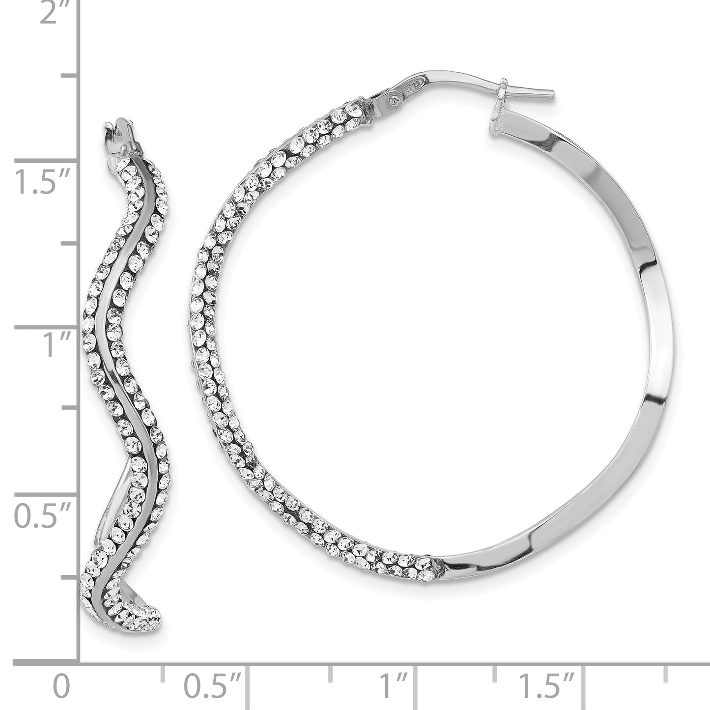 Sterling Silver Stellux Crystal Wavy Round Hoop Earrings