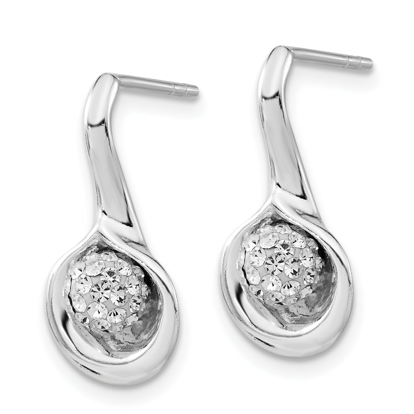 Sterling Silver Stellux Crystal Ball Post Dangle Earrings